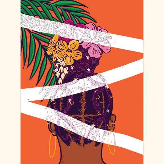 Tèt é Flè – Kit de peinture par numéros inspiré de la fierté capillaire caribéenne Ti pòz
