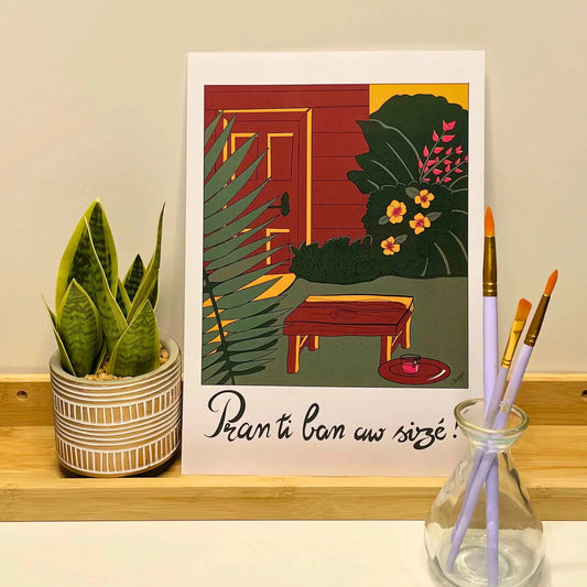 Kit peinture par numéros Ti Ban – illustration caribéenne Alyzéa – Ti pòz
Détail kit peinture par numéros adulte Ti Ban – art guadeloupéen – Ti pòz