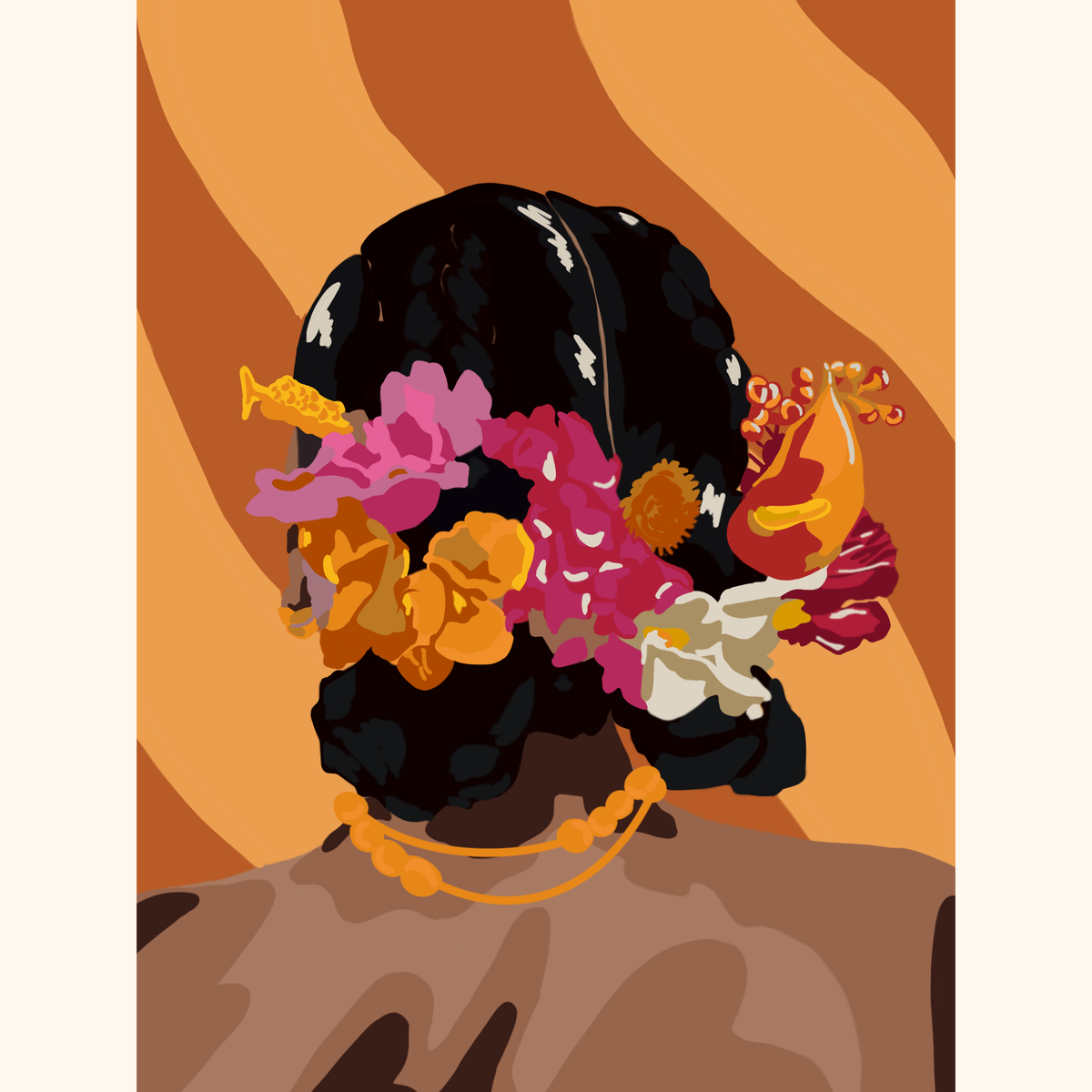 Chignons fleuris – Kit peinture par numéros 30x40cm